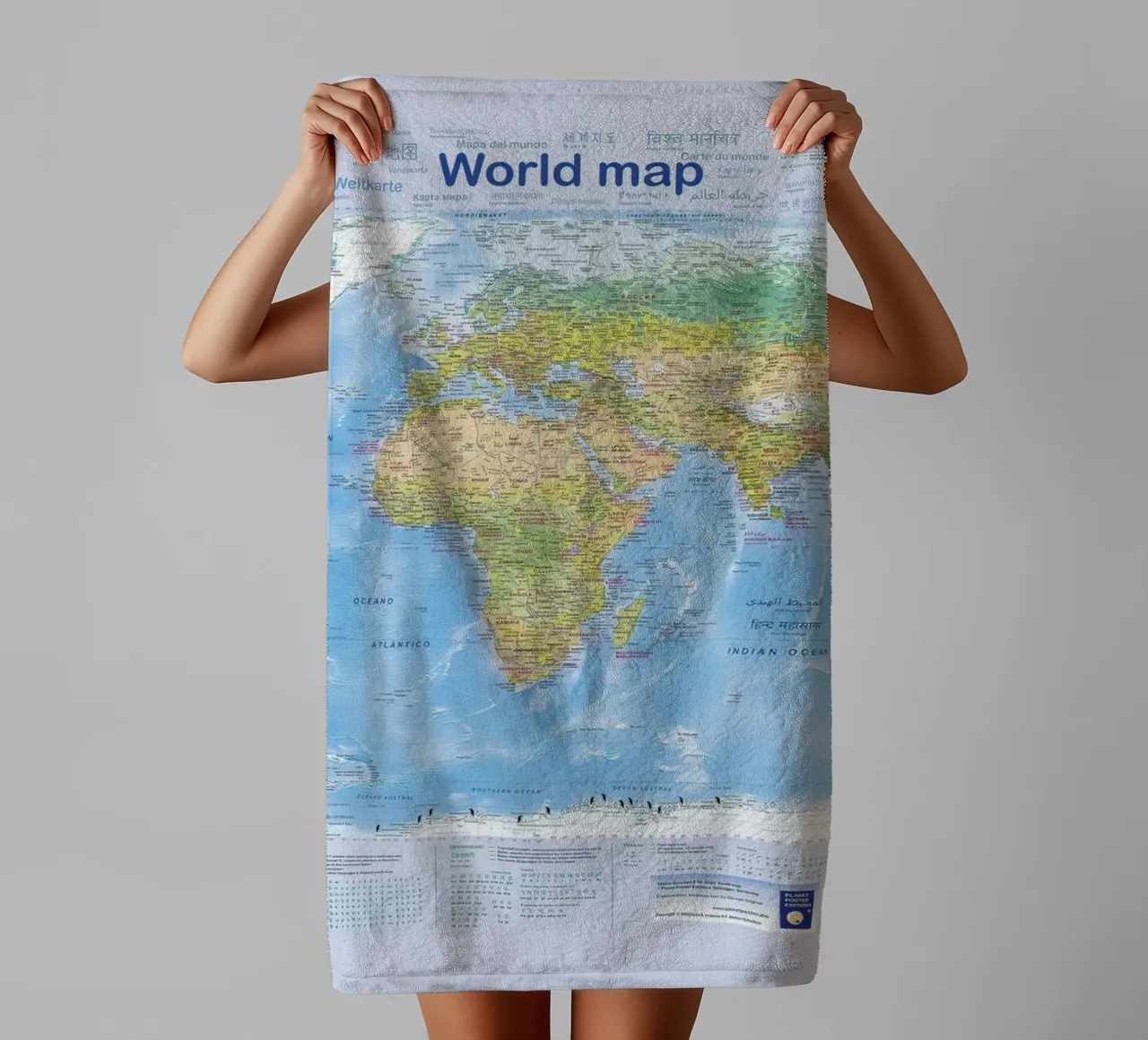 World map 2024 Print towel by Lyndamaps