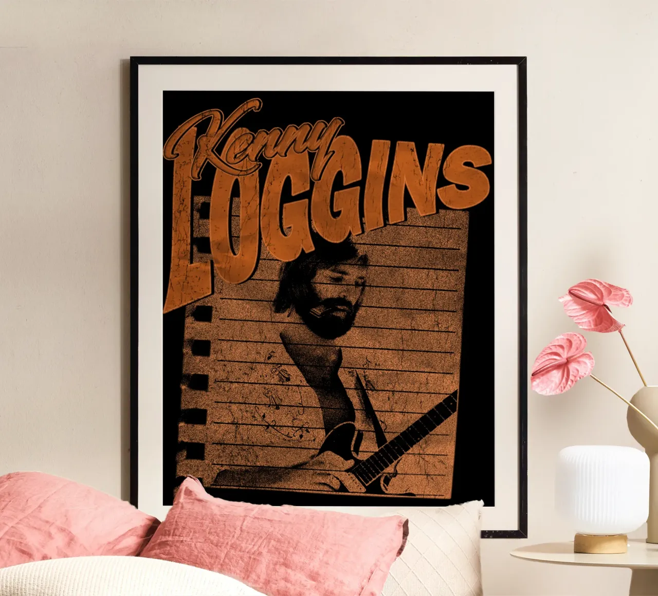 Silhouette Pop Kenny Loggins poster con telaio in legno da mannys_artt