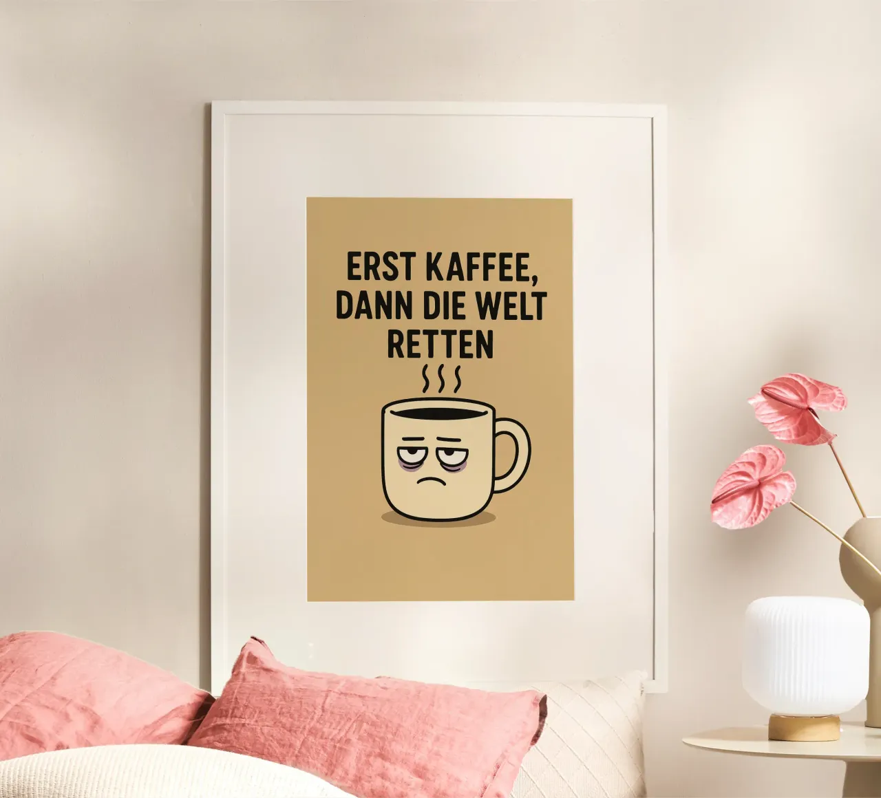 Kaffee Morgenmuffel poster con telaio in alluminio da Alina