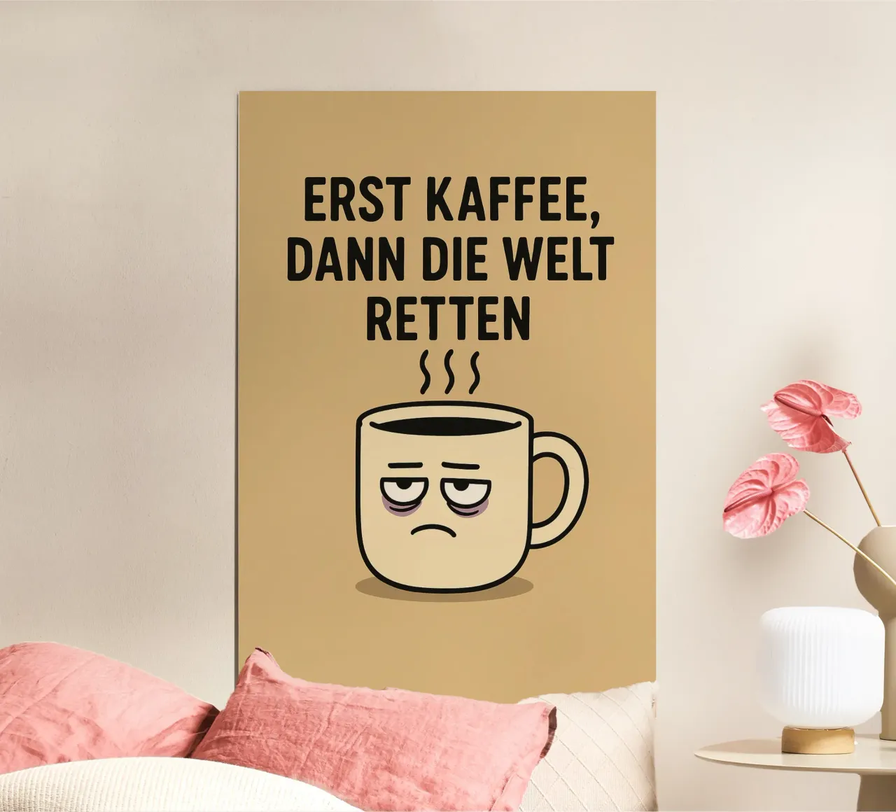 Kaffee Morgenmuffel poster con telaio in alluminio da Alina