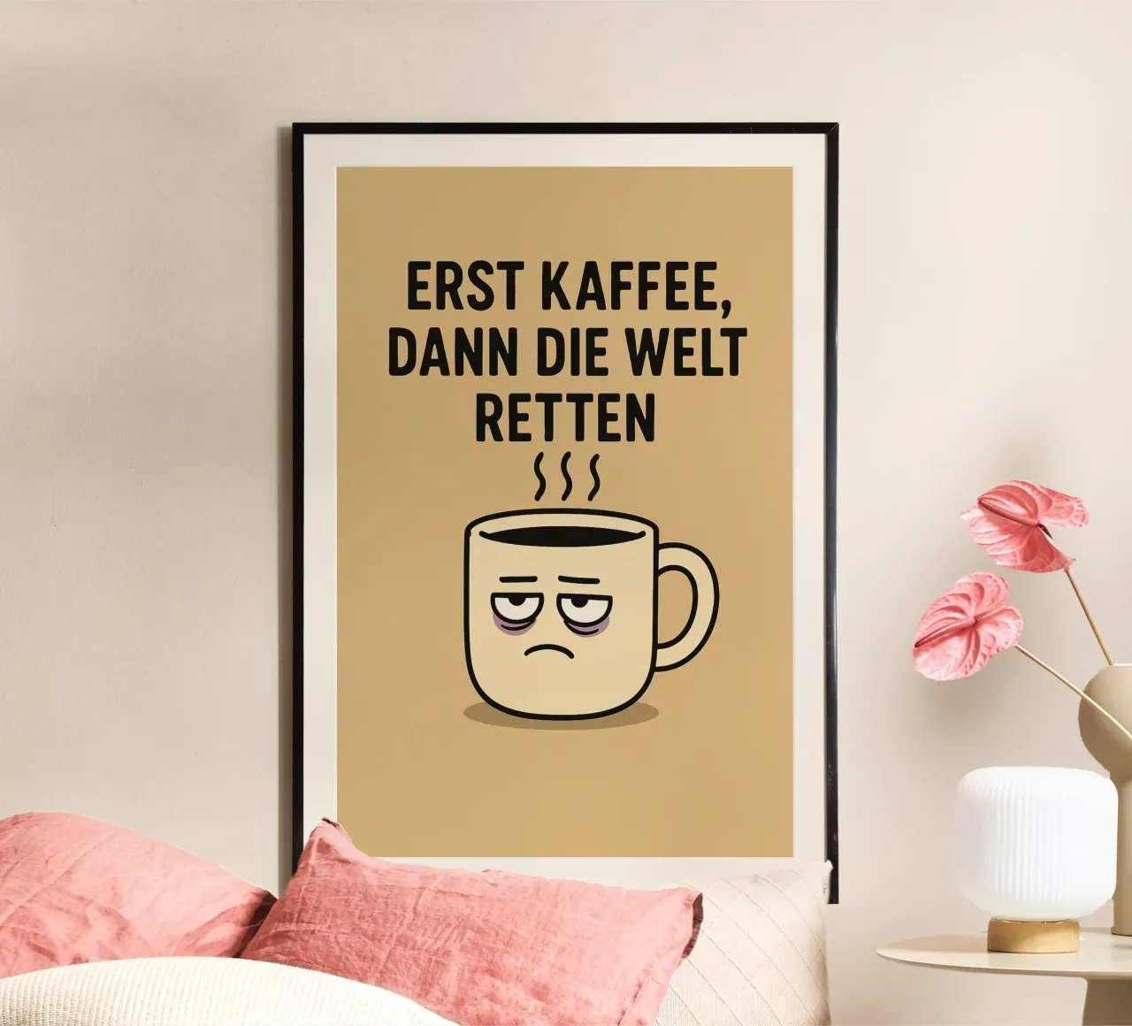 Kaffee Morgenmuffel poster con telaio in alluminio da Alina