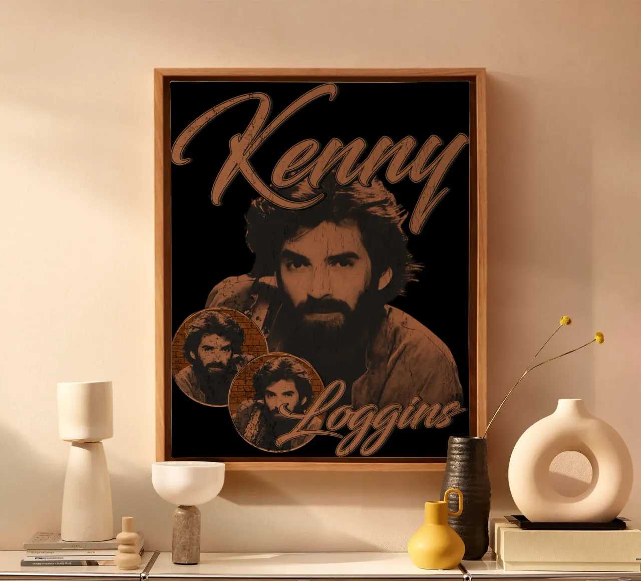 Silhouet Stijl Rock Kenny Loggins canvas met Baklijst van mannys_artt