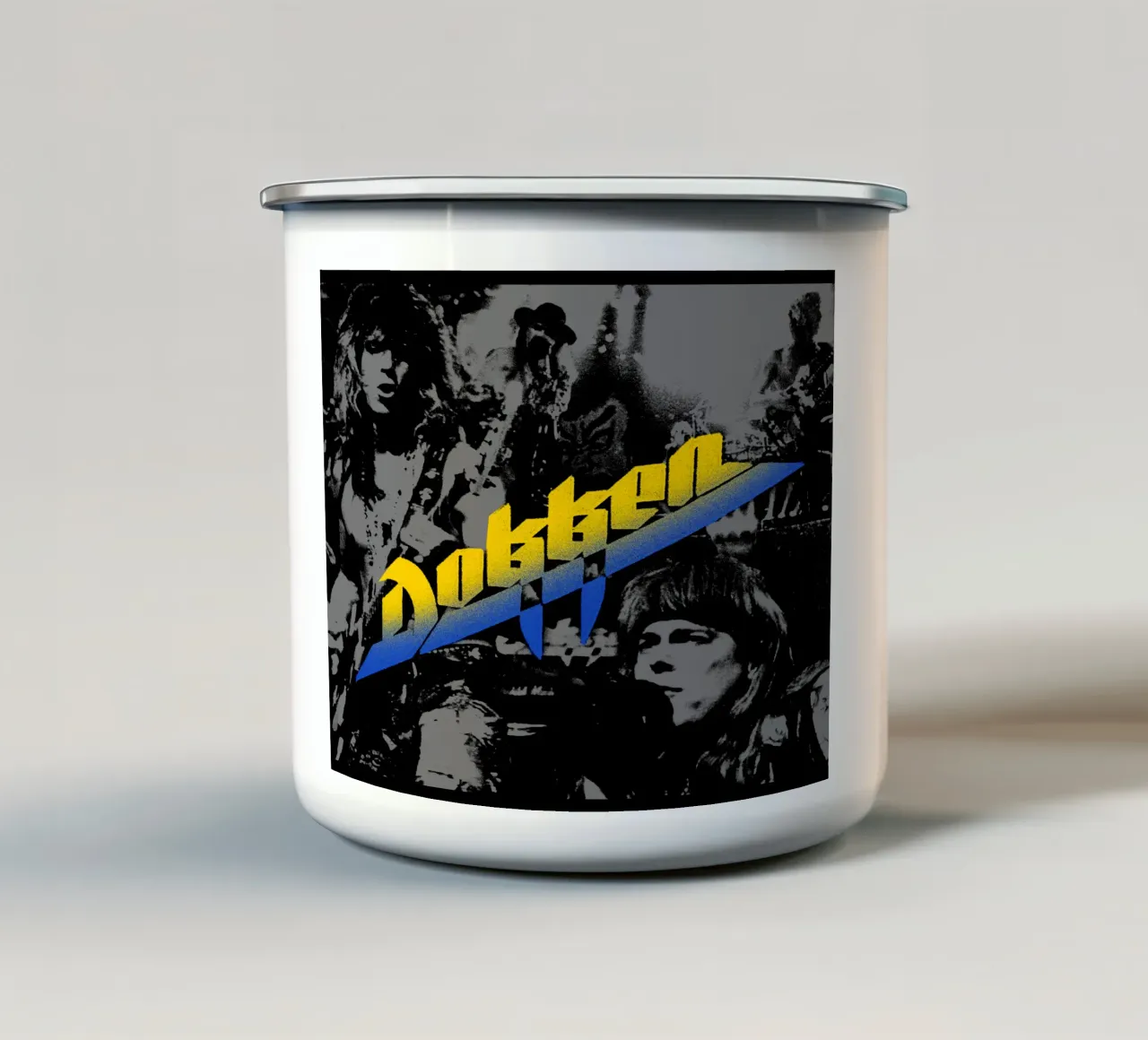 Maglietta classica nera Dokken tazza in smalto da igoshdesigns