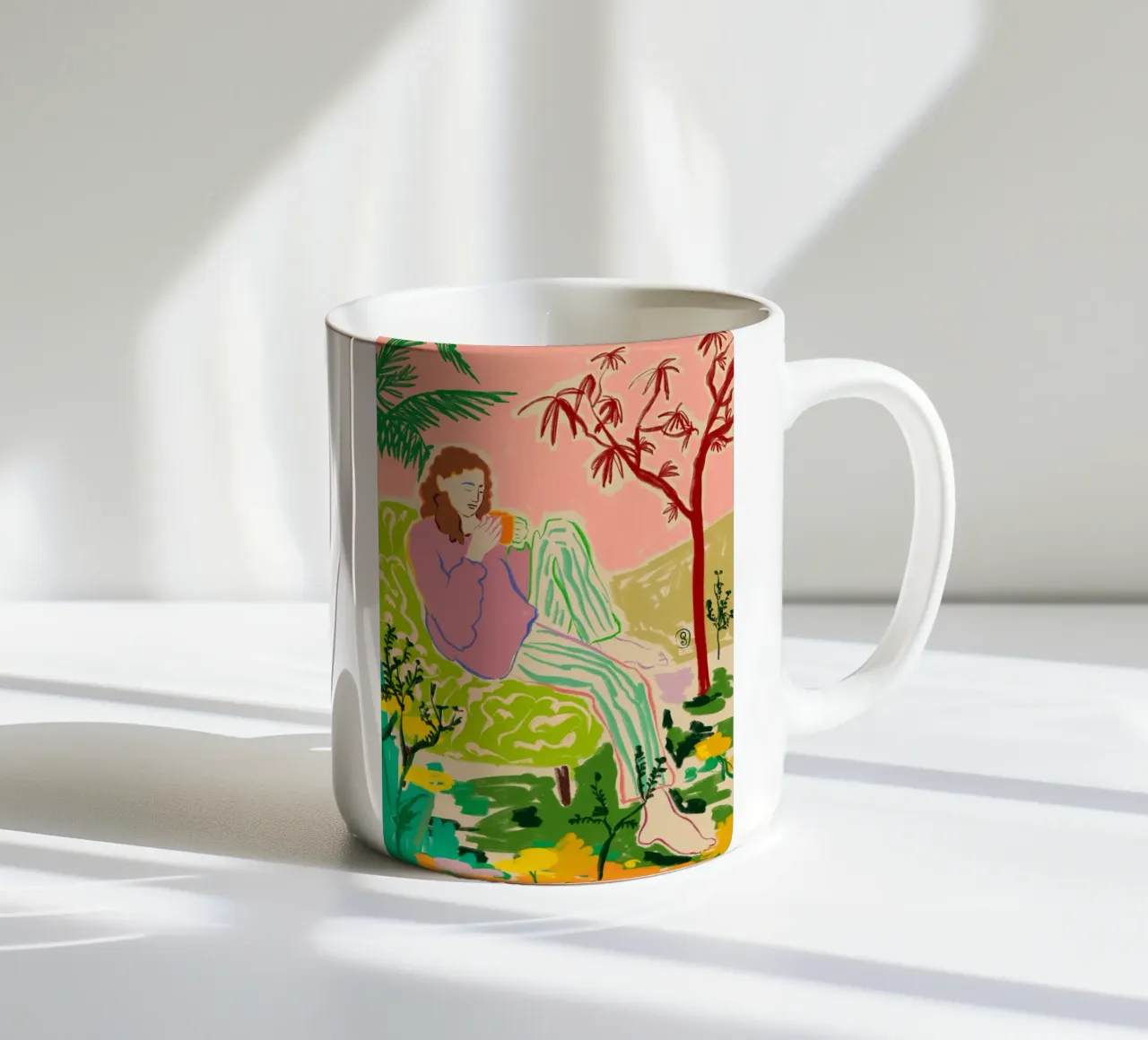 CAFFÈ IN UN GIARDINO FRESCO tazza in ceramica da Sandra Poliakov