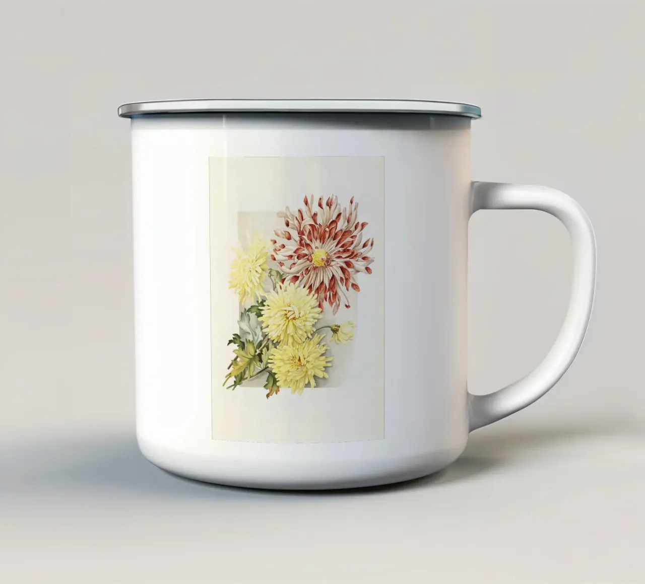 Chrysanthemums tazza in smalto da apoloprints