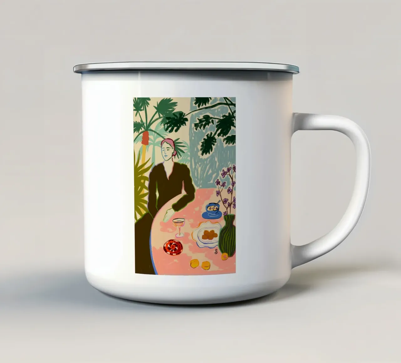 TROPICAL BRUNCH tazza in smalto da Sandra Poliakov