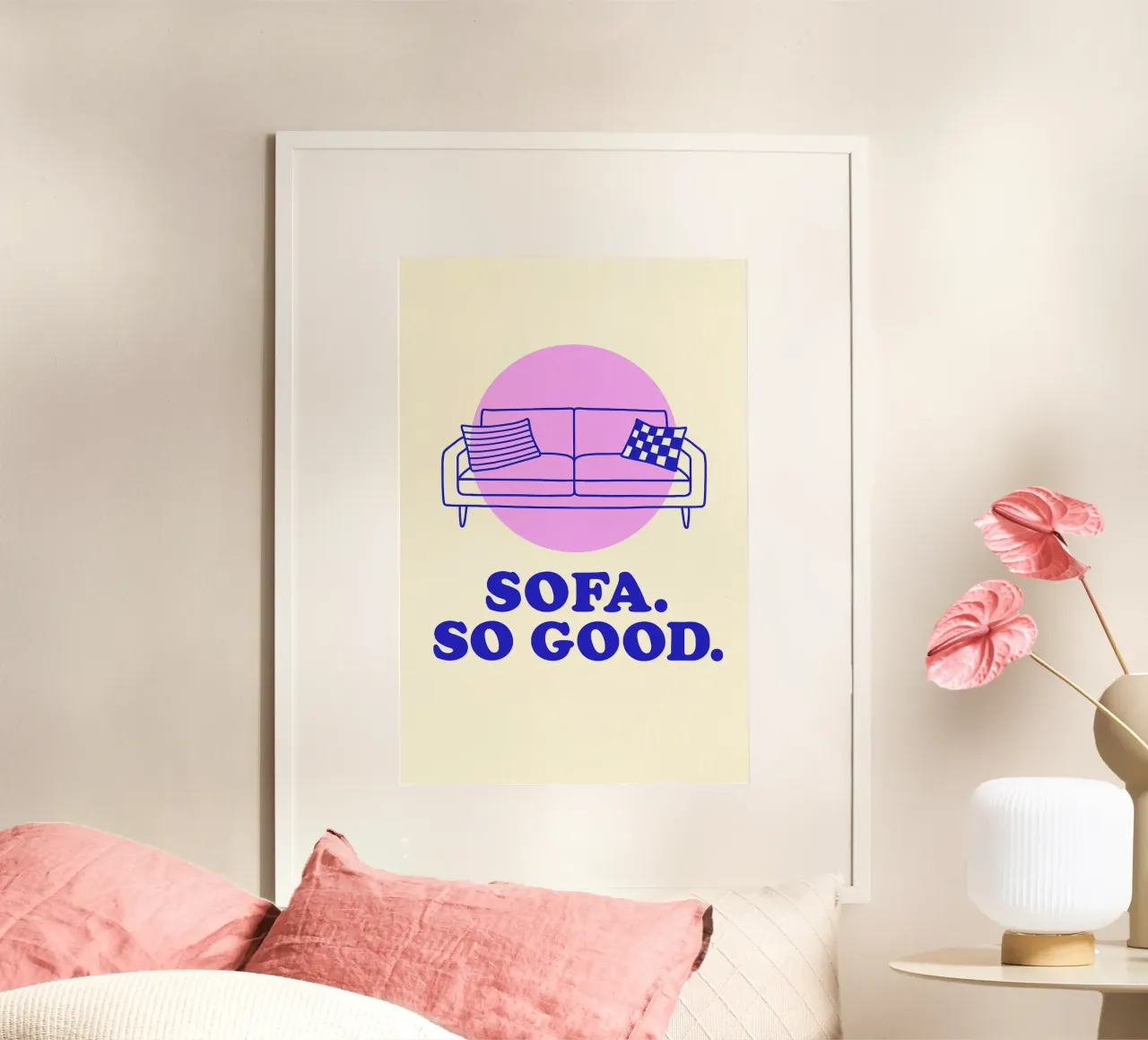 Sofa So Good – Retro Poster mit Dopamine Decor Vibes poster con telaio in plastica da Gift Ideas