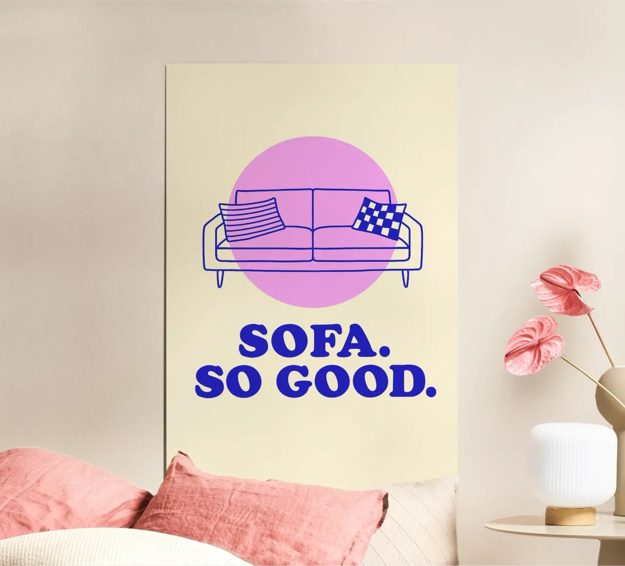Sofa So Good – Retro Poster mit Dopamine Decor Vibes poster con telaio in plastica da Gift Ideas