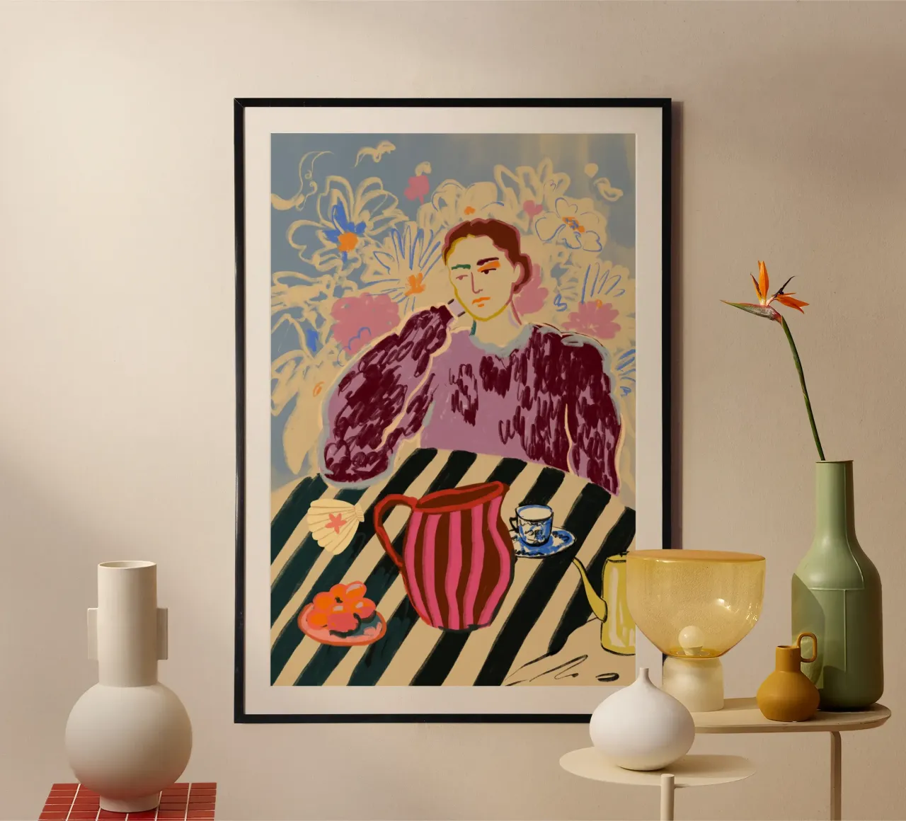 TEA AND TANGERINES poster con telaio in legno da Sandra Poliakov