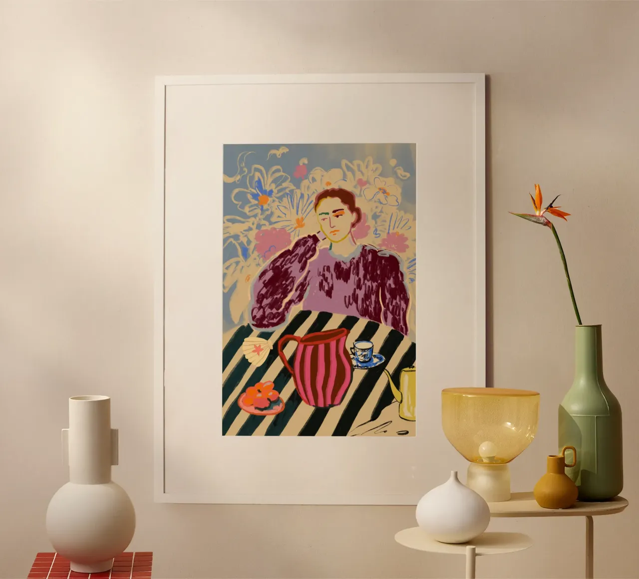 TEA AND TANGERINES poster con telaio in legno da Sandra Poliakov