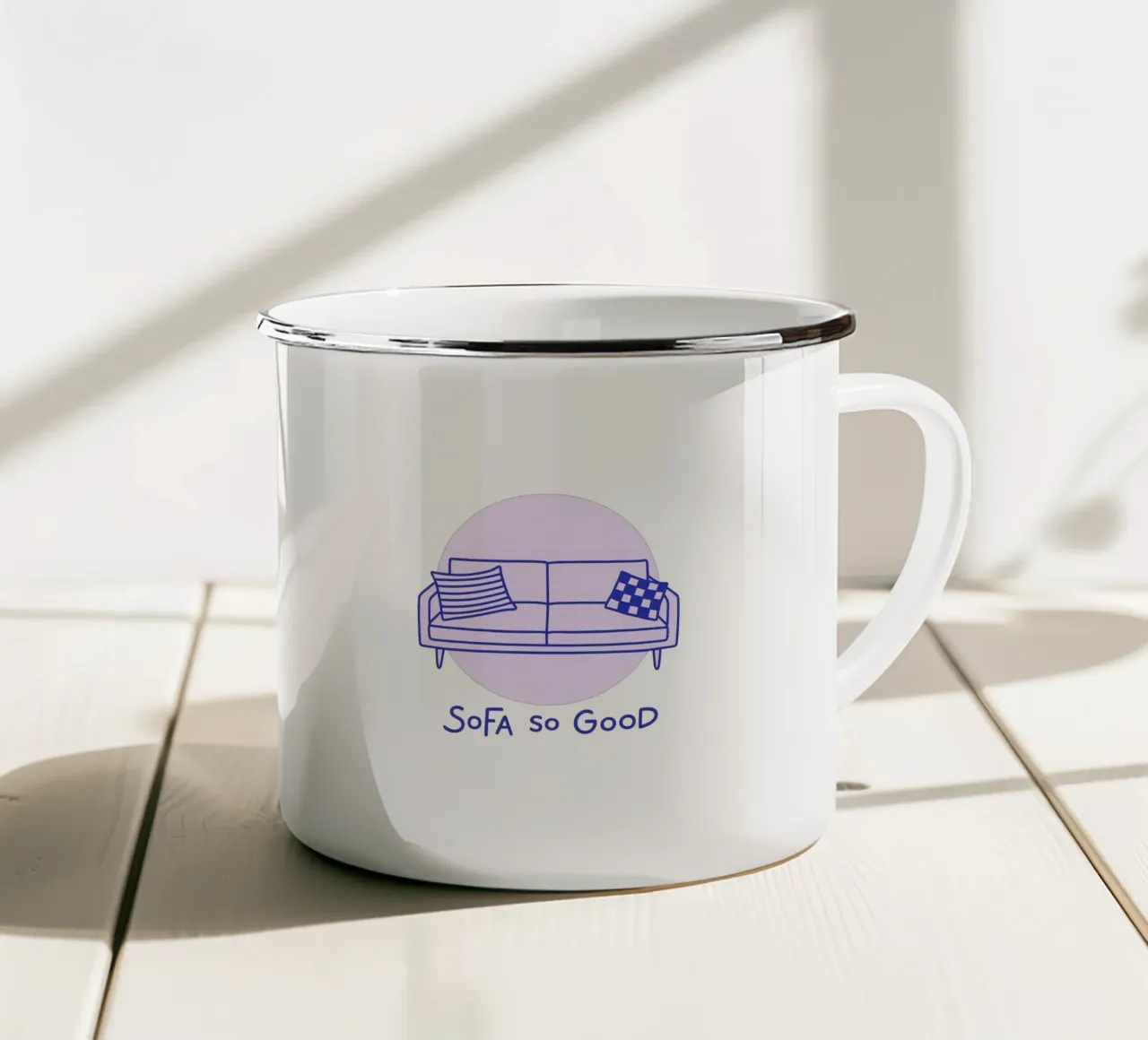 Sofa So Good – Retro Druck tazza in smalto da Gift Ideas