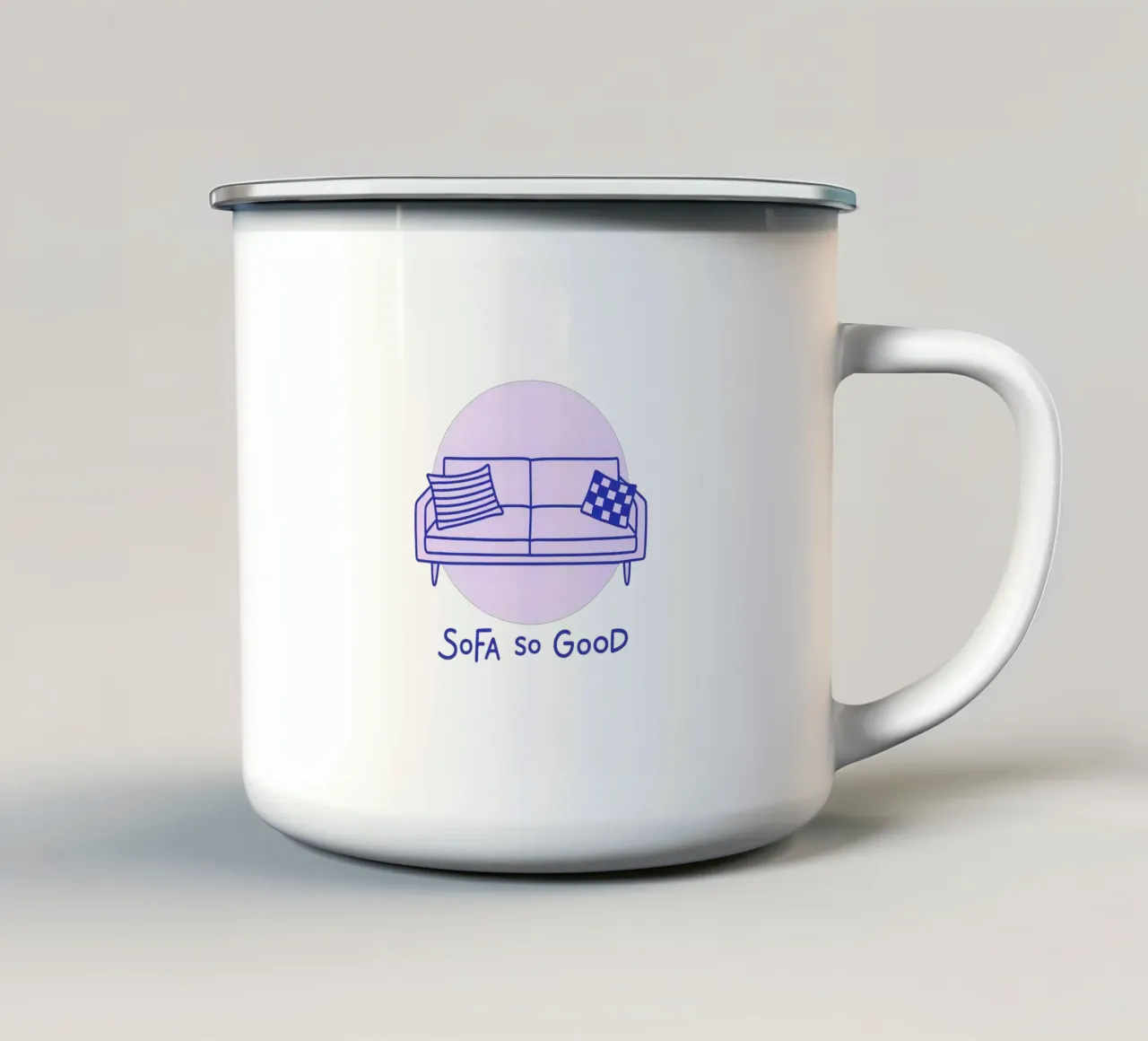 Sofa So Good – Retro Druck tazza in smalto da Gift Ideas