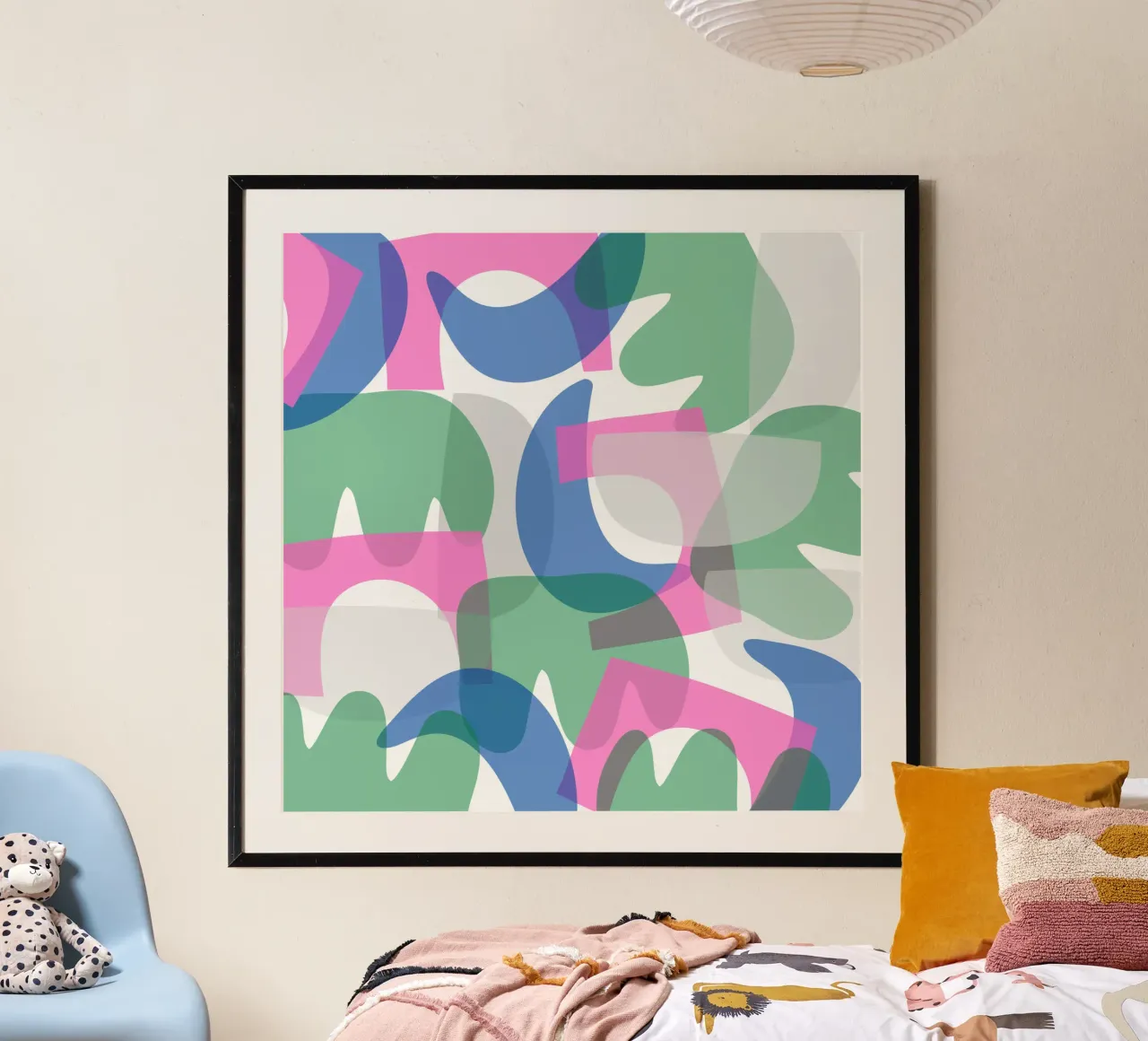 Sovrapposizione di forme poster con telaio in legno da Little Dean