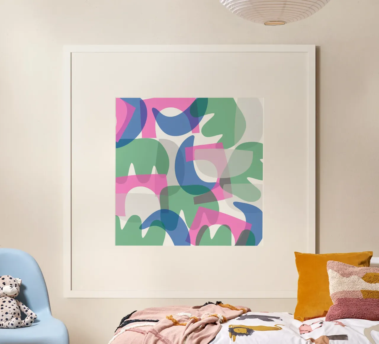 Sovrapposizione di forme poster con telaio in legno da Little Dean