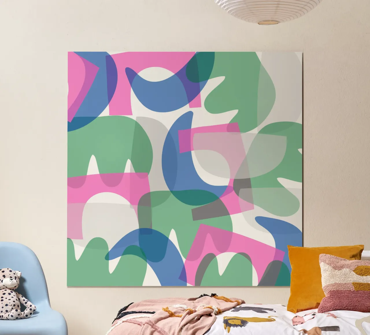 Sovrapposizione di forme poster con telaio in legno da Little Dean