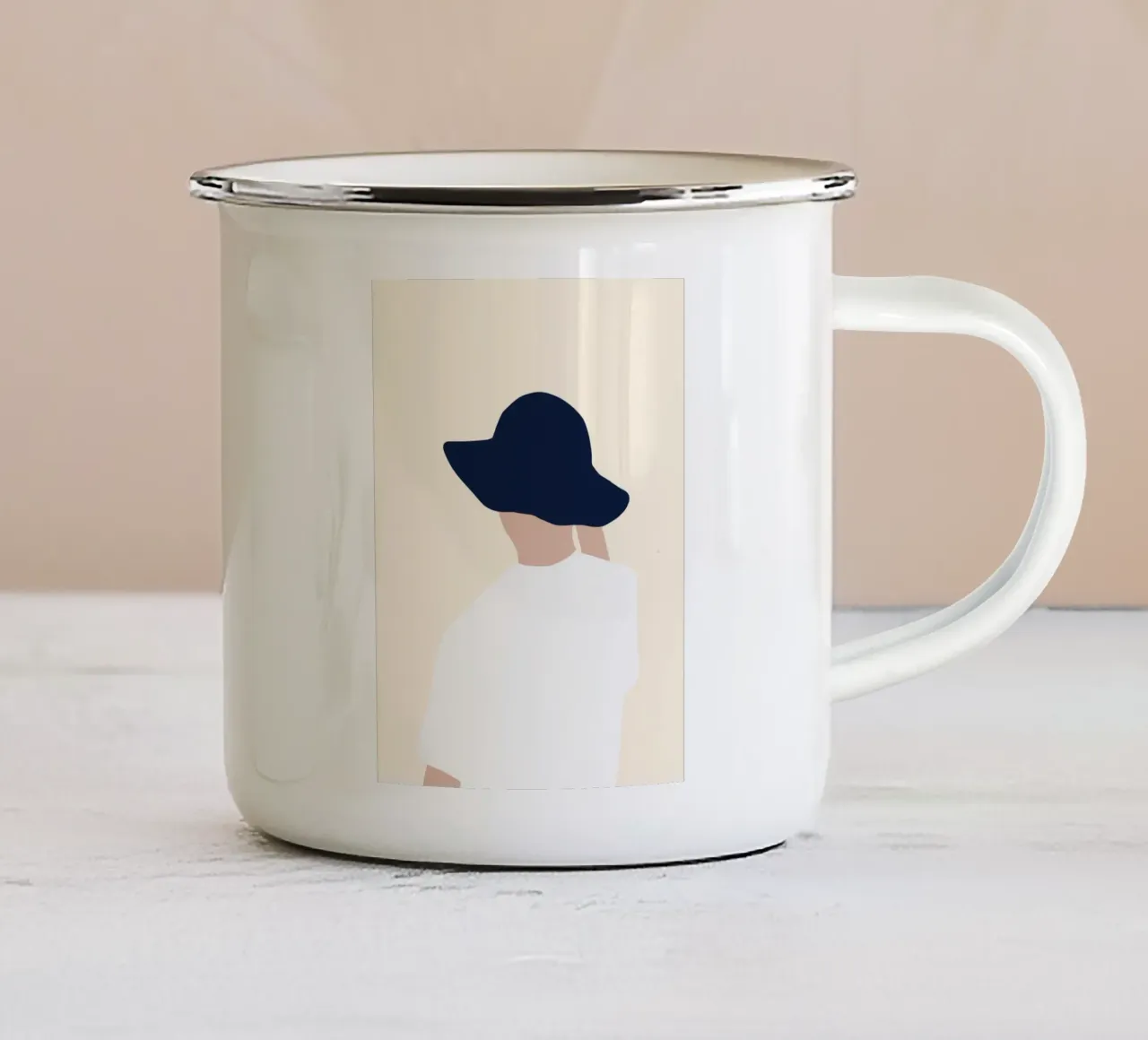 Ritratto minimalista tazza in smalto da Little Dean