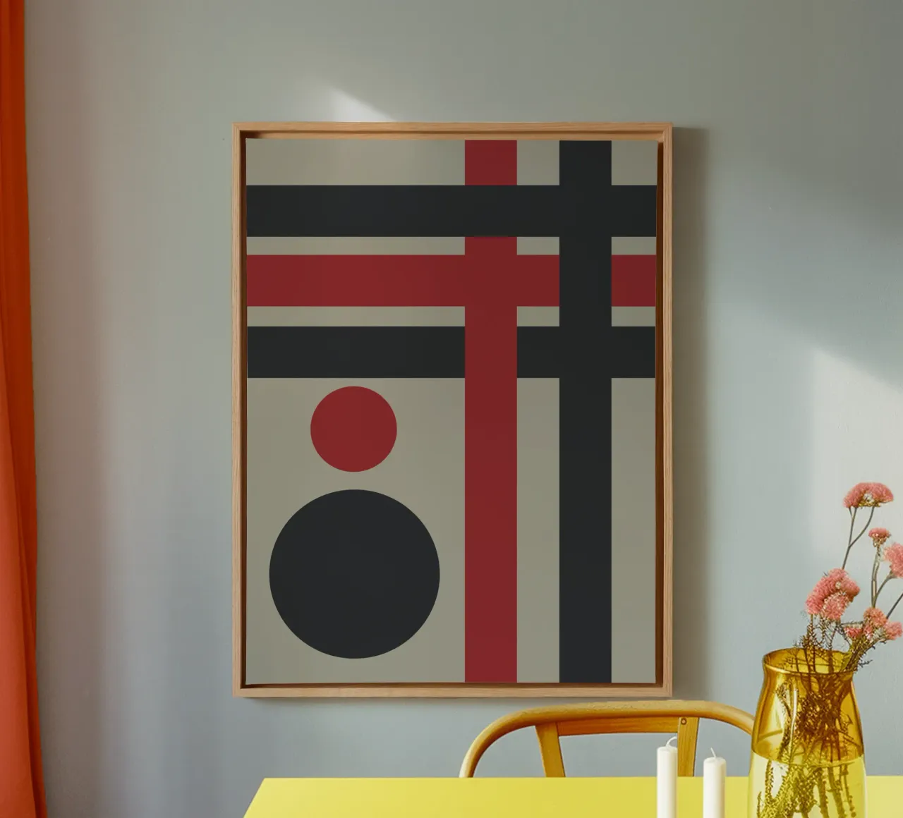 Decorative geometry 02 canvas with Floater frame by Little Dean