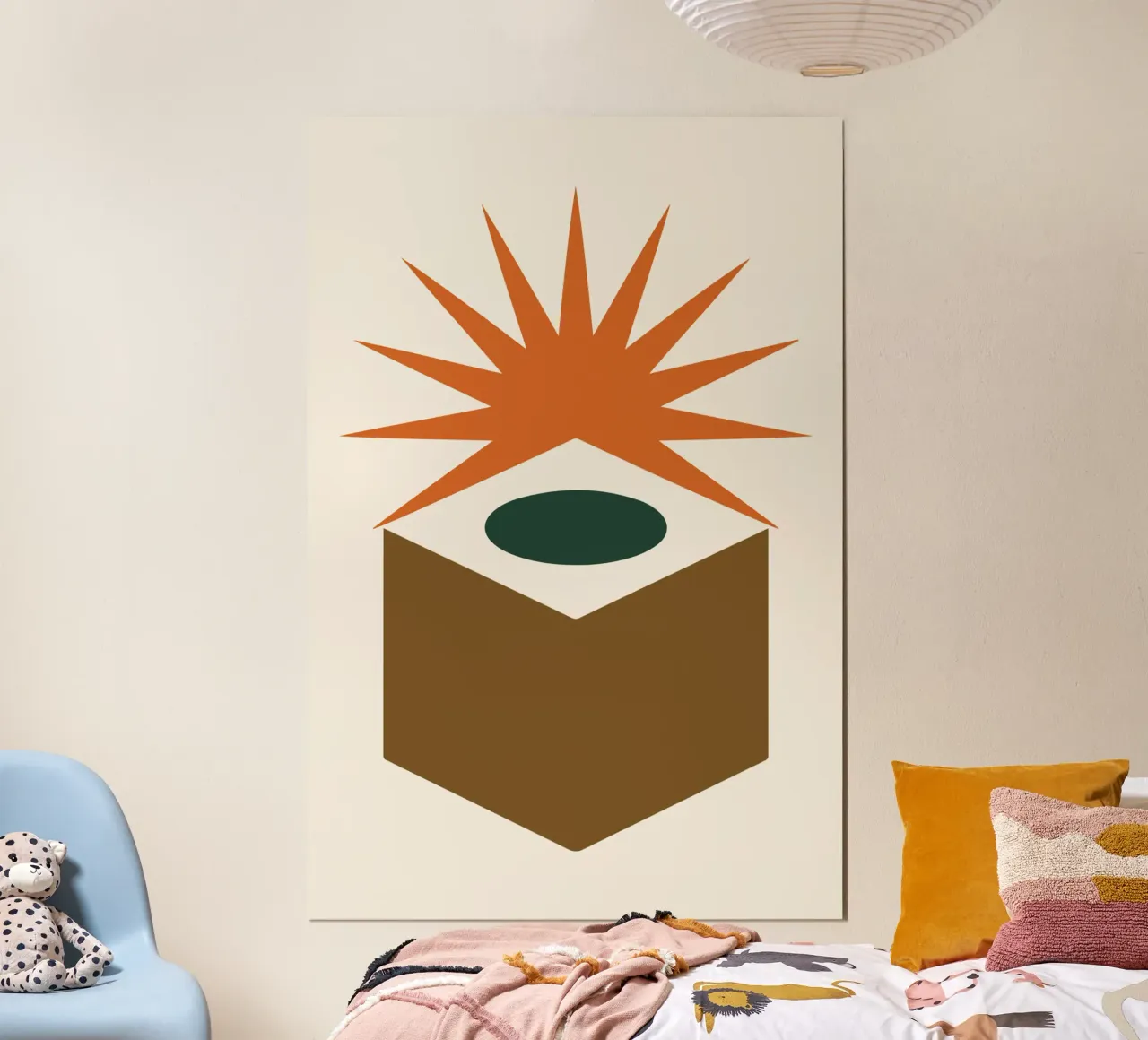 Hollow Cube with Sunburst Rays poster met houten frame van LisaArtes