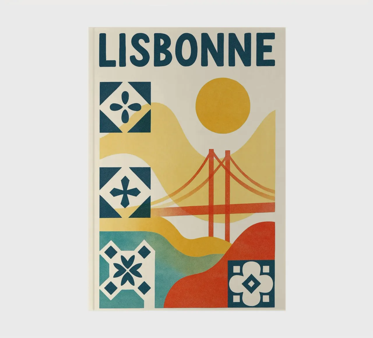 Lisbon poster - Abstract poster with azulejos and bridge notebook by JETLAG | affiches voyage