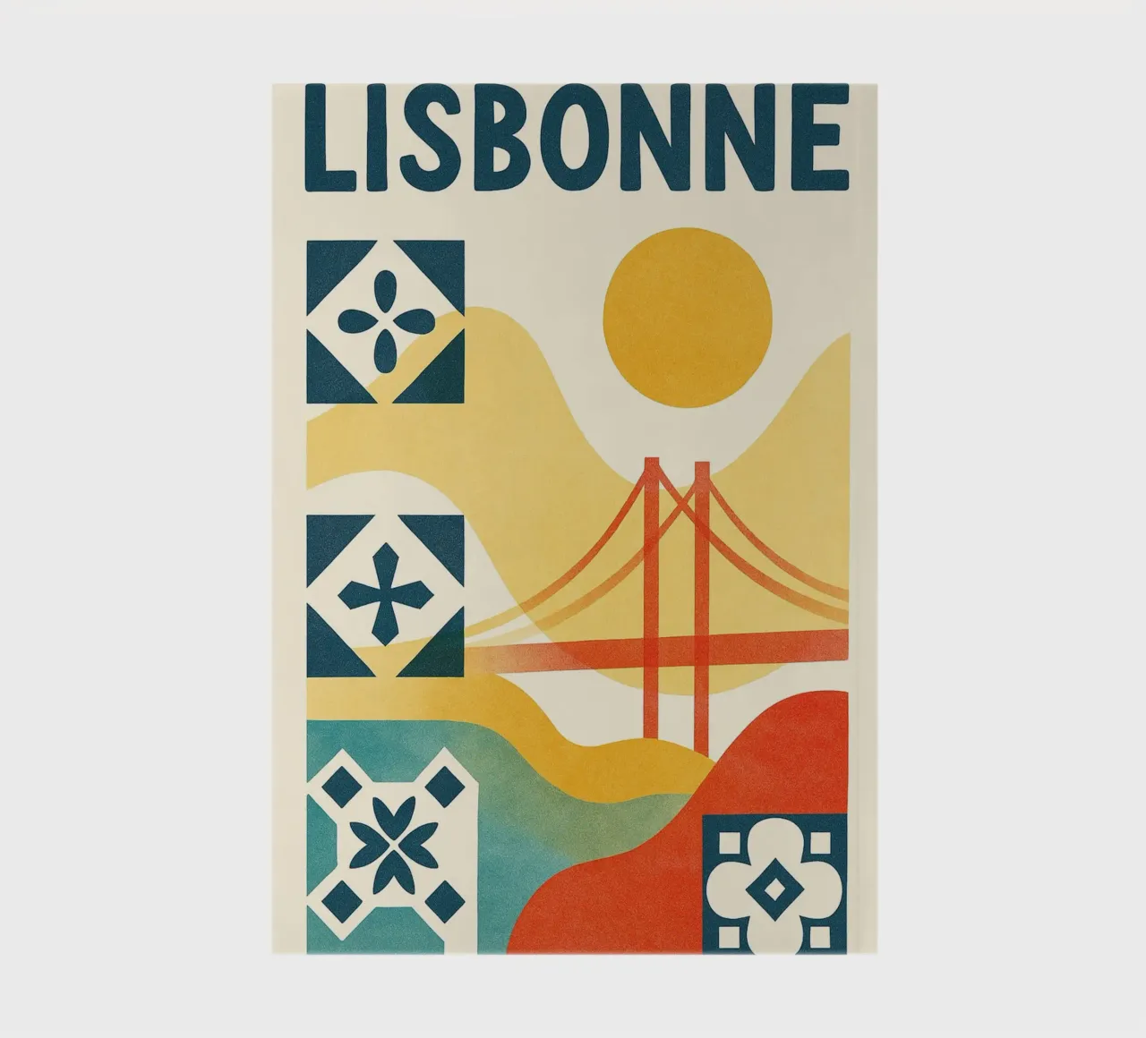 Lisbon poster - Abstract poster with azulejos and bridge notebook by JETLAG | affiches voyage