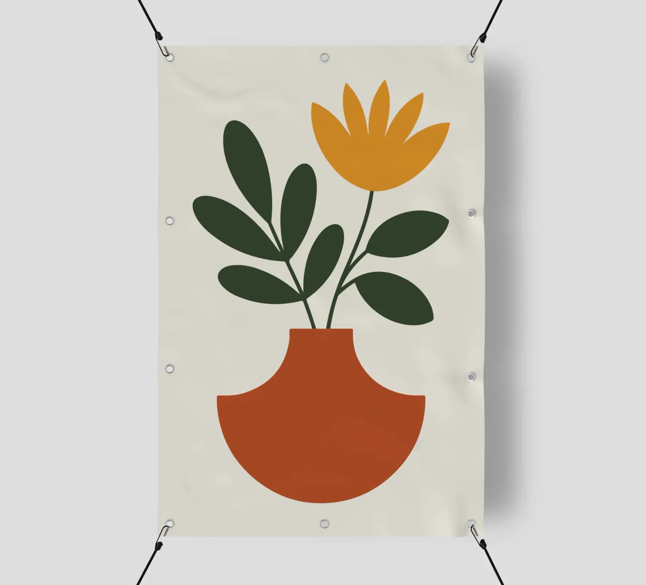 leafy arrangement in half-cut circle vase telo in pvc da LisaArtes