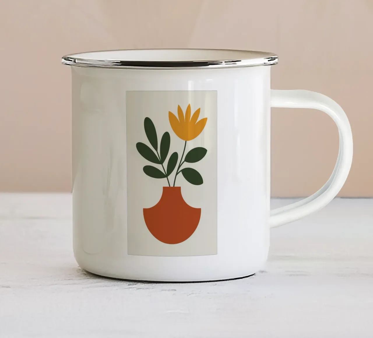 leafy arrangement in half-cut circle vase tazza in smalto da LisaArtes