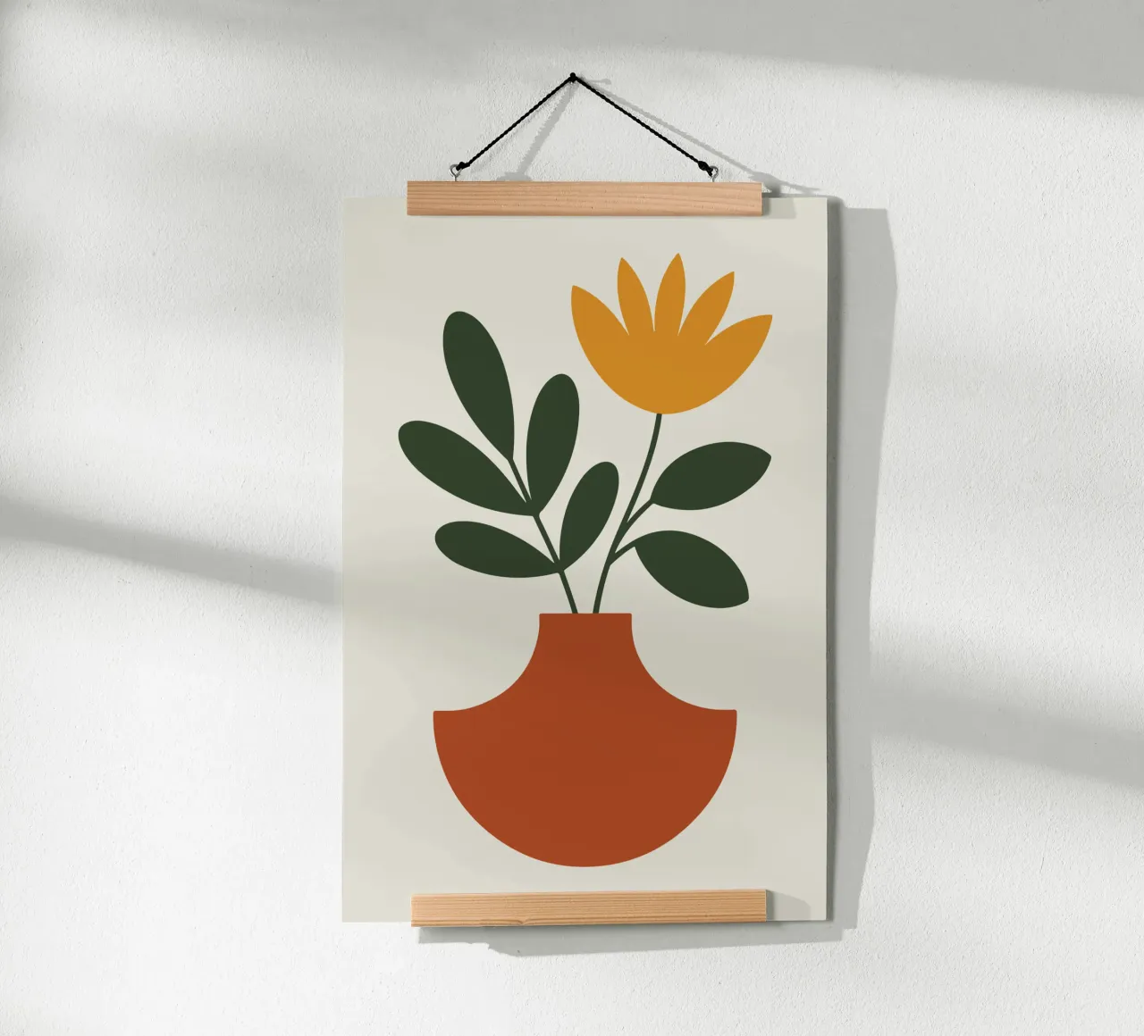 leafy arrangement in half-cut circle vase poster da LisaArtes