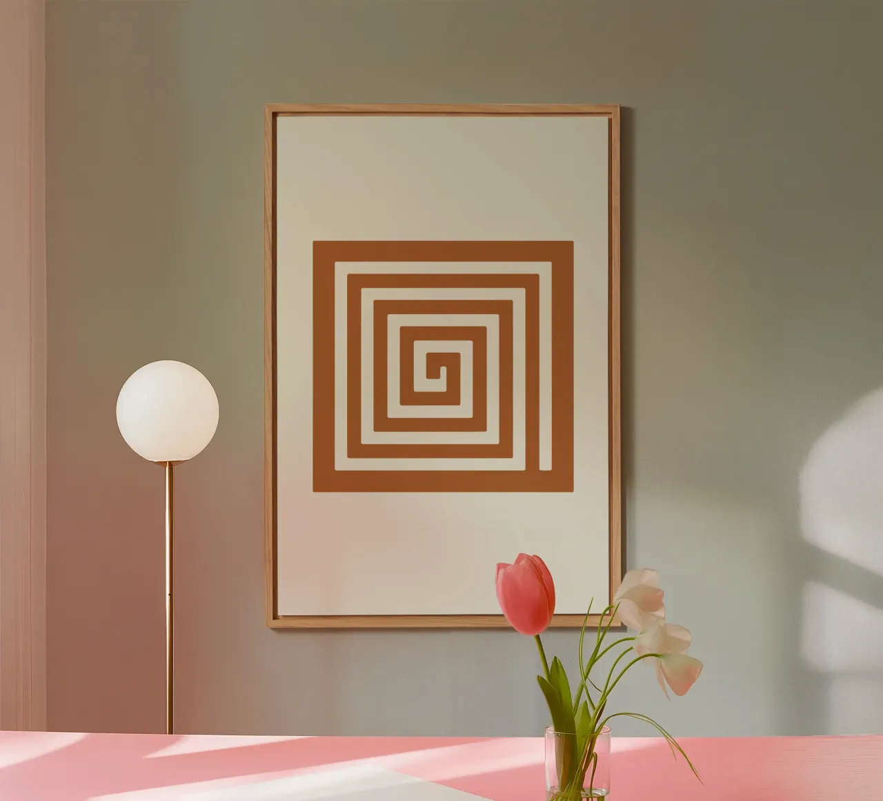 Maze in Earth Tone Square alluminio dibond da LisaArtes