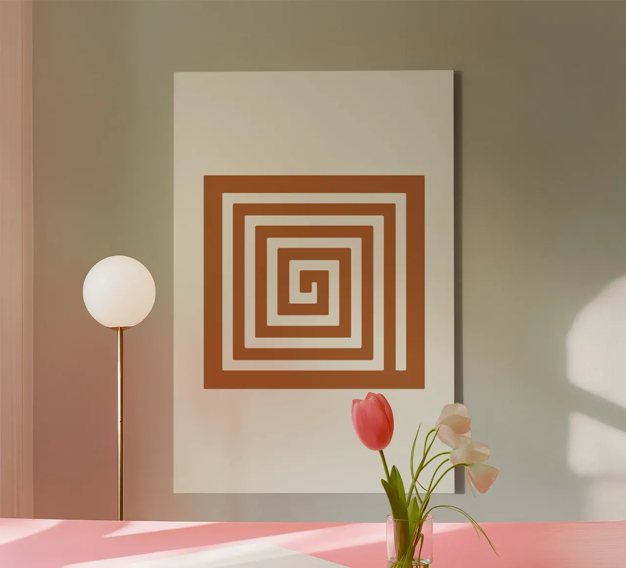 Maze in Earth Tone Square canvas with Floater frame by LisaArtes