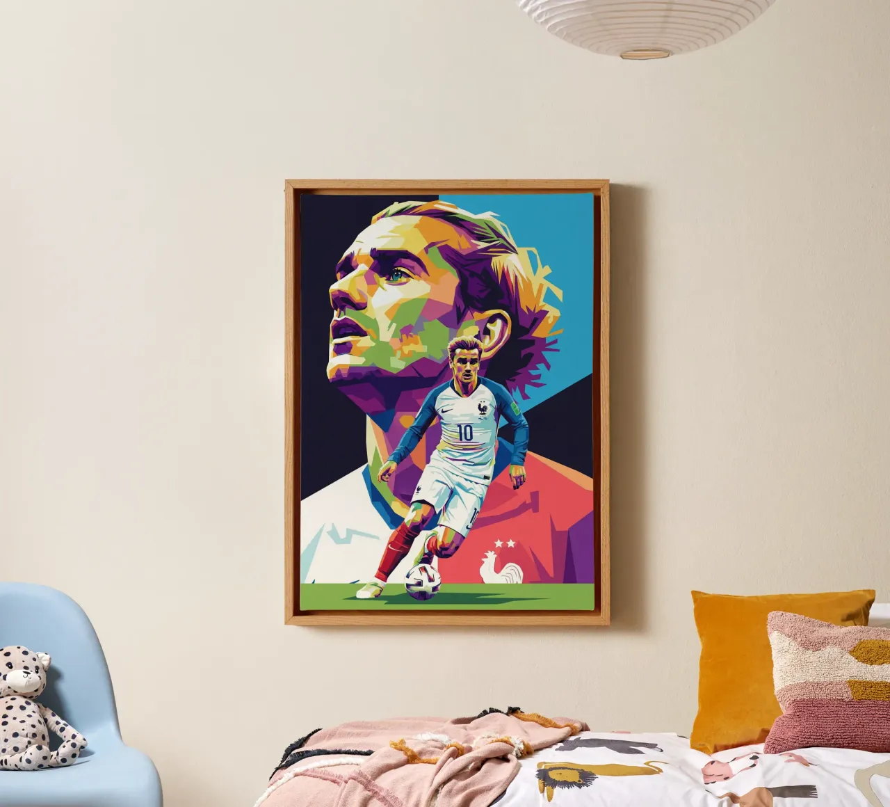 Antoine Griezmann pop art tela con Cornice a cassetta da Hantamrata