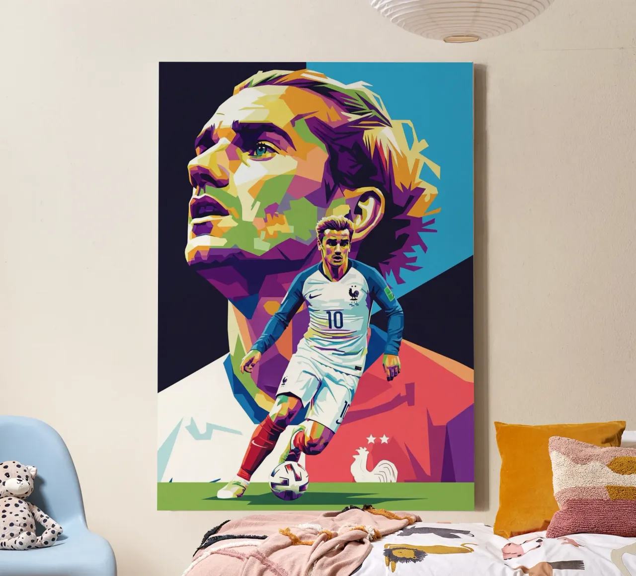 Antoine Griezmann pop art tela con Cornice a cassetta da Hantamrata