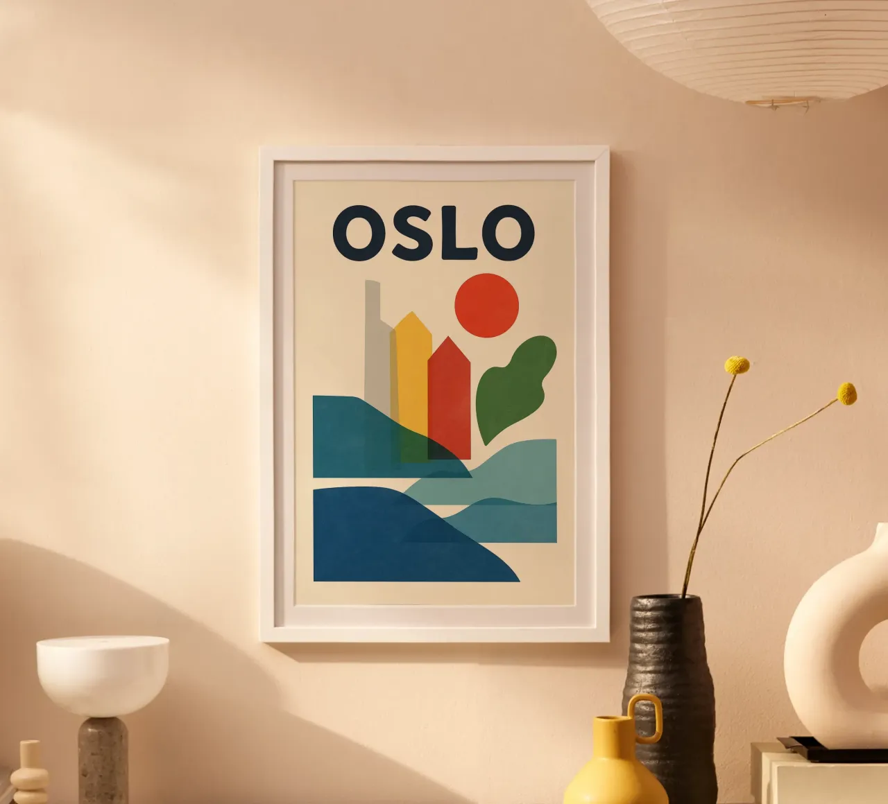 Poster di Oslo - Poster astratto scandinavo poster con telaio in alluminio da JETLAG | affiches voyage