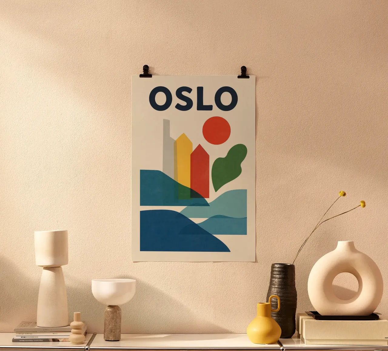 Poster di Oslo - Poster astratto scandinavo poster con telaio in alluminio da JETLAG | affiches voyage