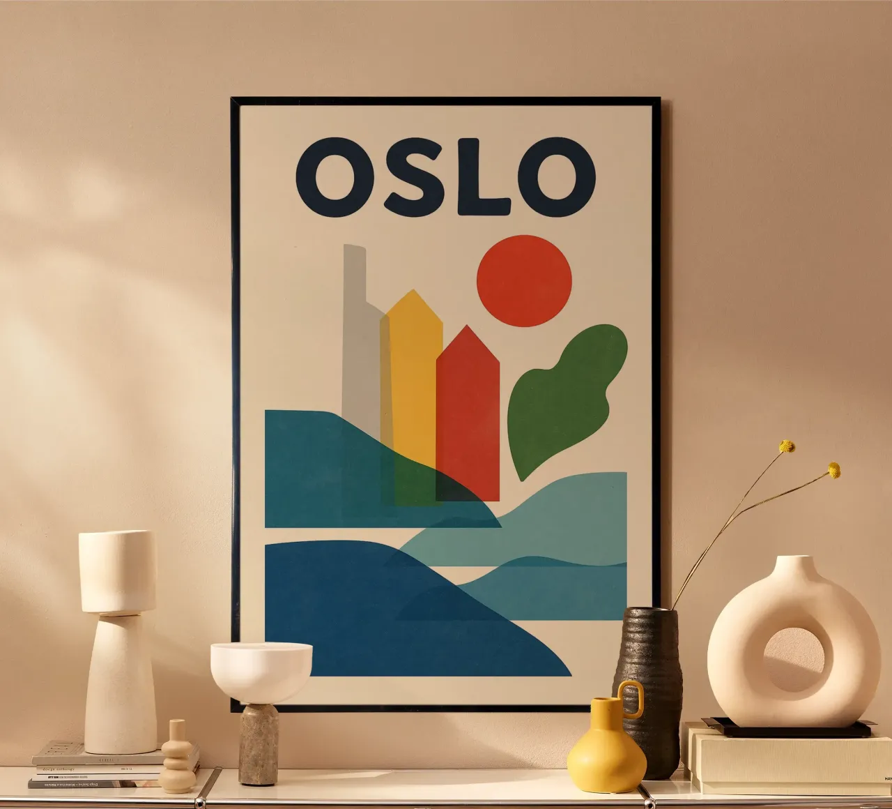 Poster di Oslo - Poster astratto scandinavo poster con telaio in alluminio da JETLAG | affiches voyage