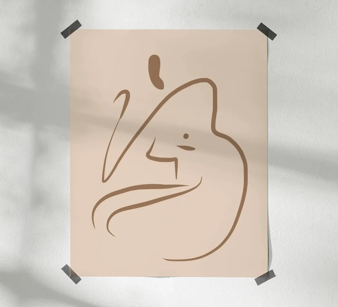 Line art nudo 04 poster con telaio in legno da Little Dean