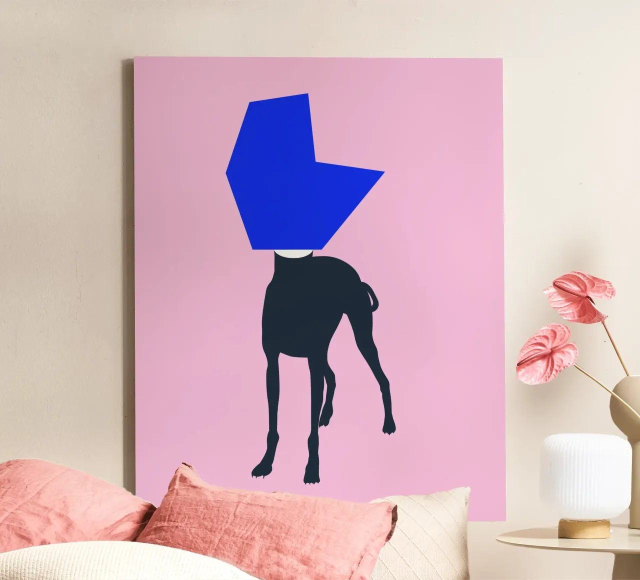 Meetkunde jachthond canvas met Baklijst van Little Dean