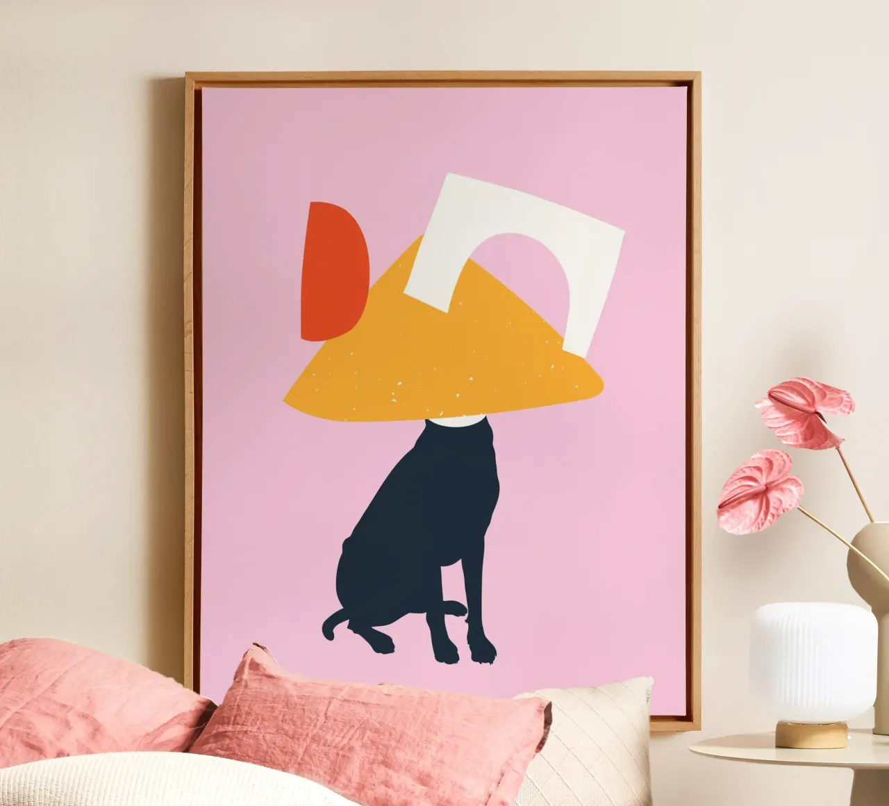 Animale da compagnia geometrico tela con Cornice a cassetta da Little Dean