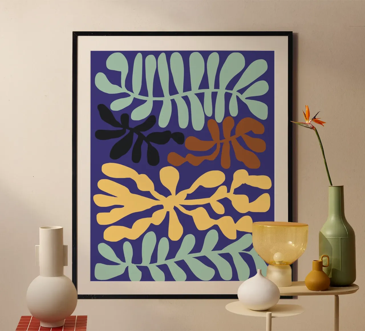 Pianta decorativa 04 poster con telaio in legno da Little Dean