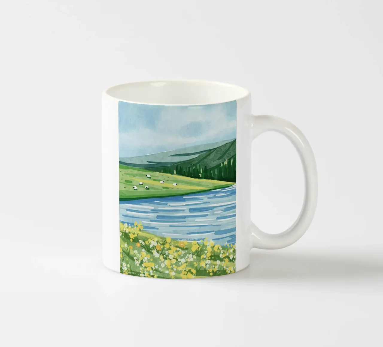 sheep and lake tazza in ceramica da kichin