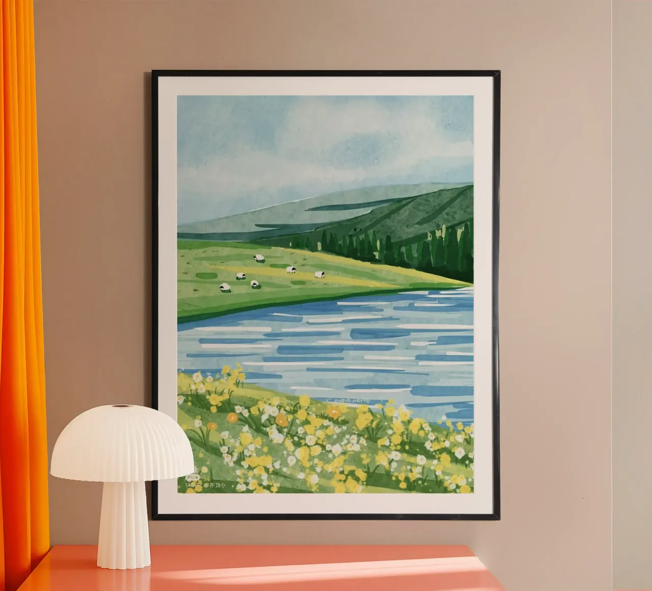 sheep and lake poster da kichin