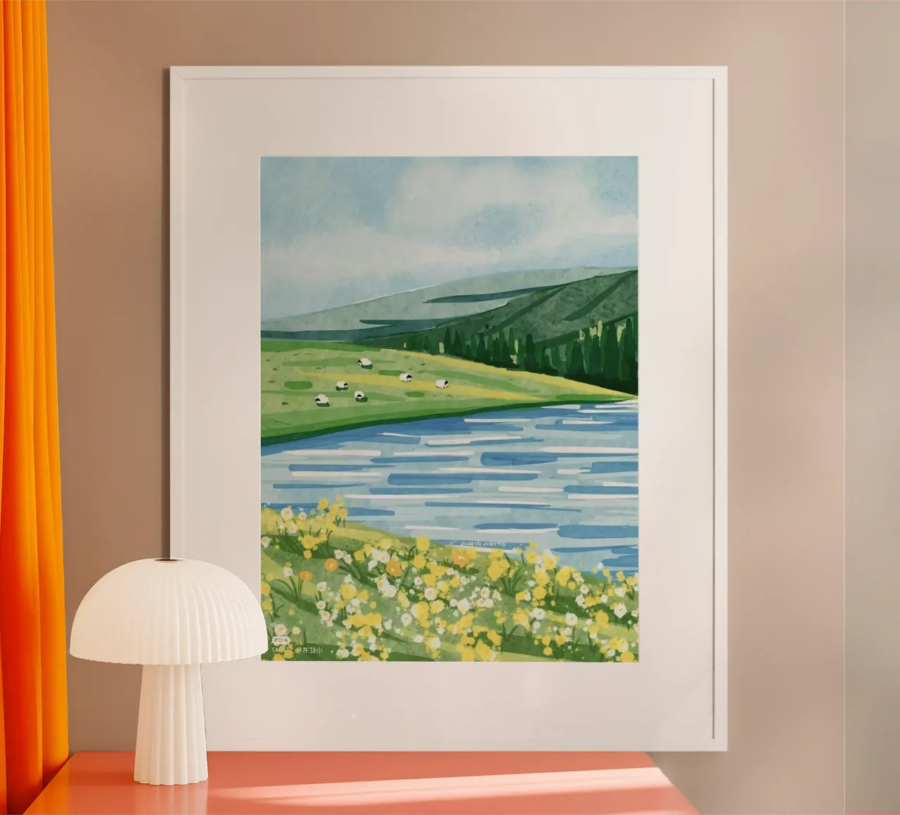 sheep and lake poster da kichin