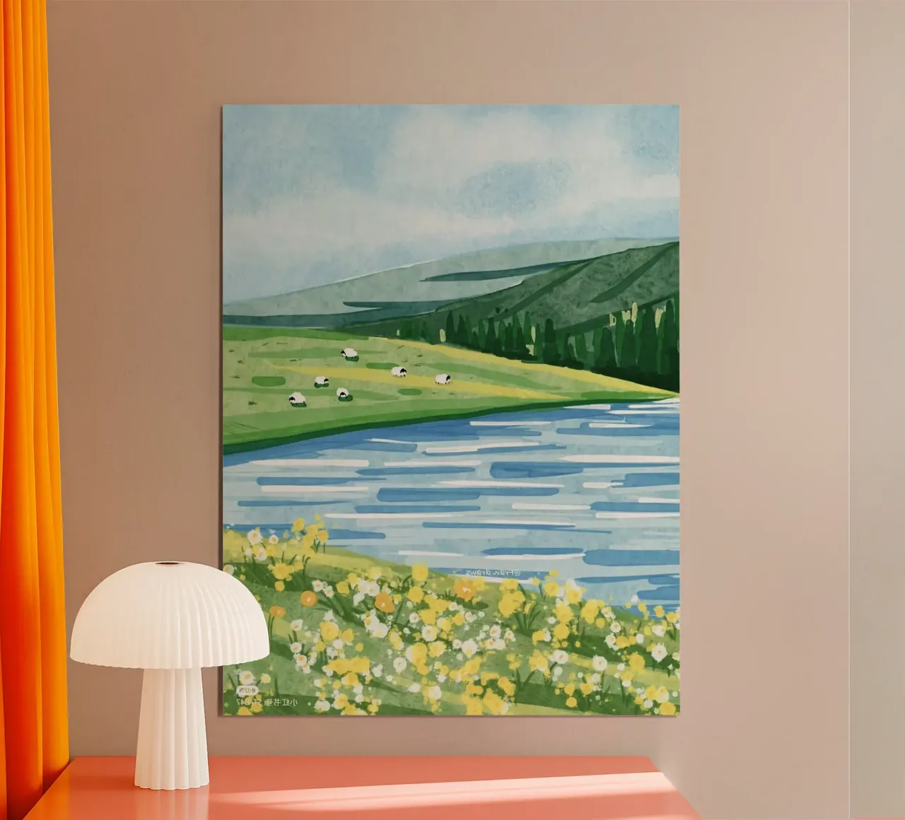 sheep and lake poster da kichin