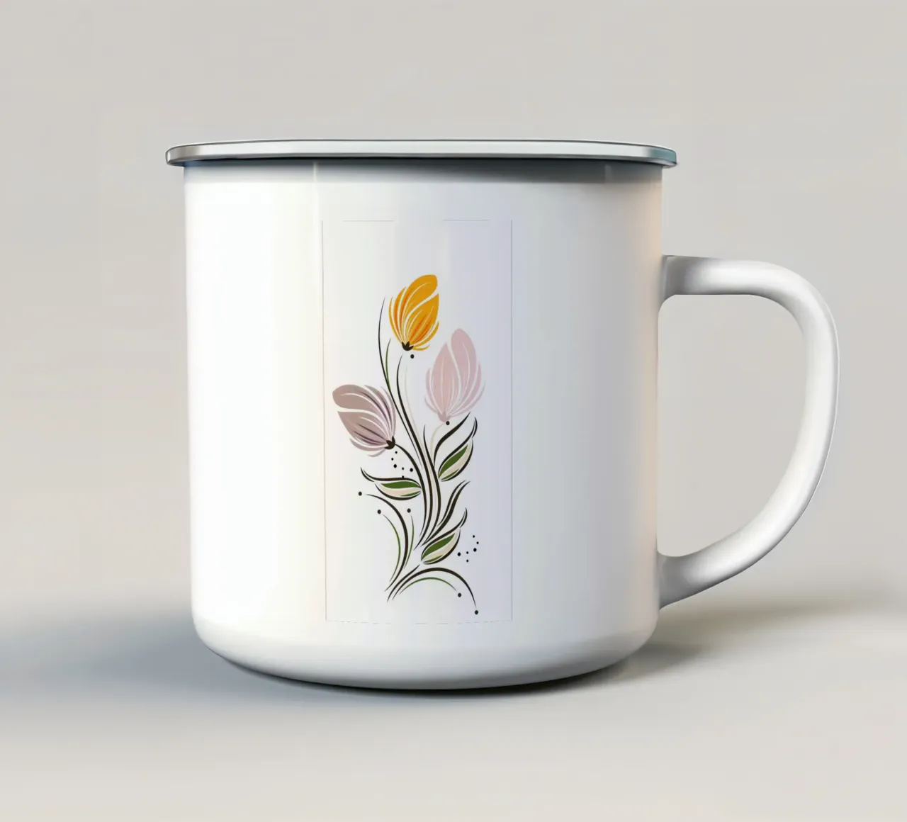 Flowers and leaves tazza in smalto da mip of map