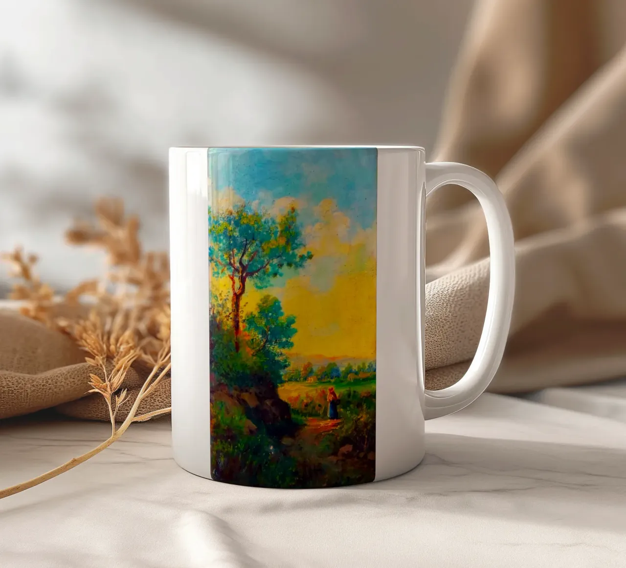 sunset with tree line tazza in ceramica da carsa
