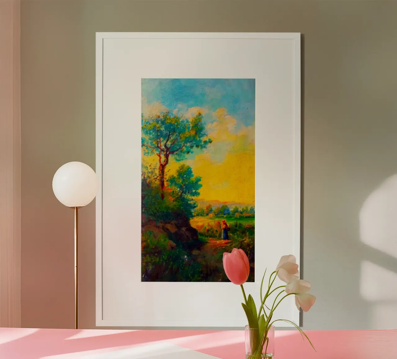 sunset with tree line poster con telaio in plastica da carsa