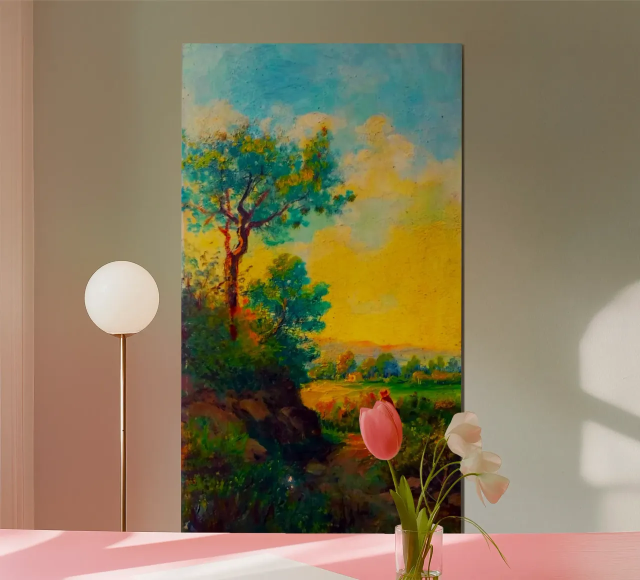 sunset with tree line poster con telaio in plastica da carsa