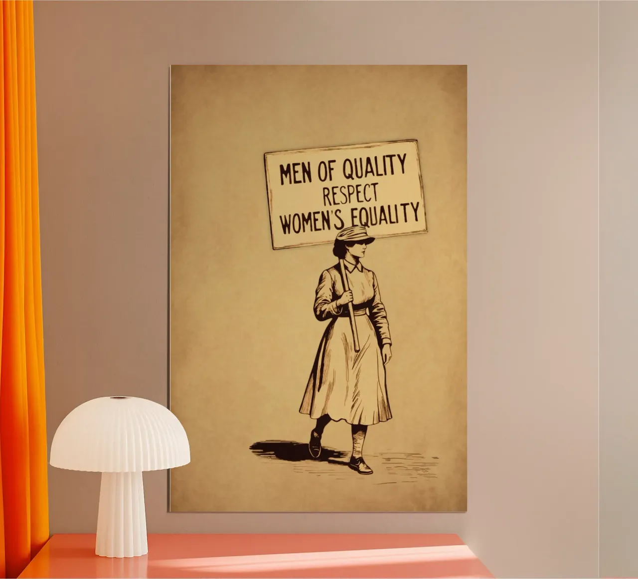 Uomini di qualità Rispettano l'uguaglianza delle donne, i diritti delle donne poster con telaio in legno da Hecate Pim Designs