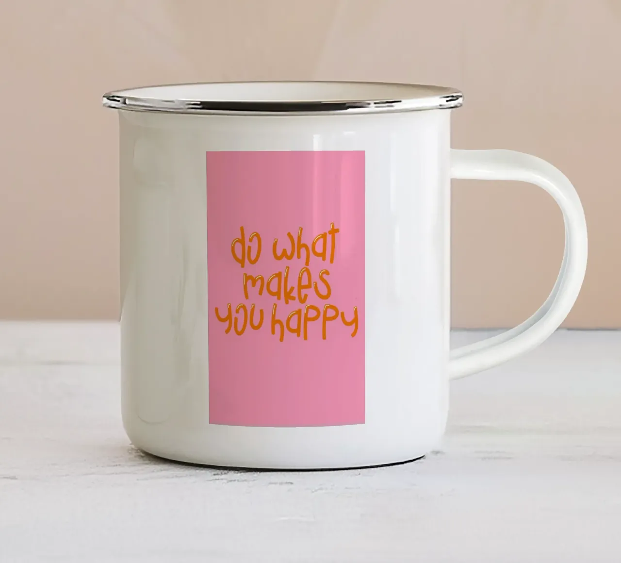 Stampa di una citazione positiva - "Fai ciò che ti rende felice". tazza in smalto da Ink &Echo