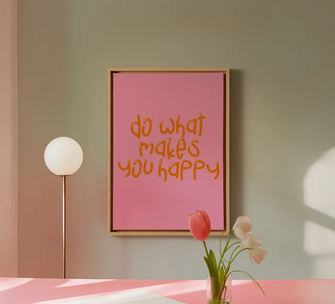 Positive Quote Print - "Do What Makes You Happy" canvas with Floater frame by Ink &Echo