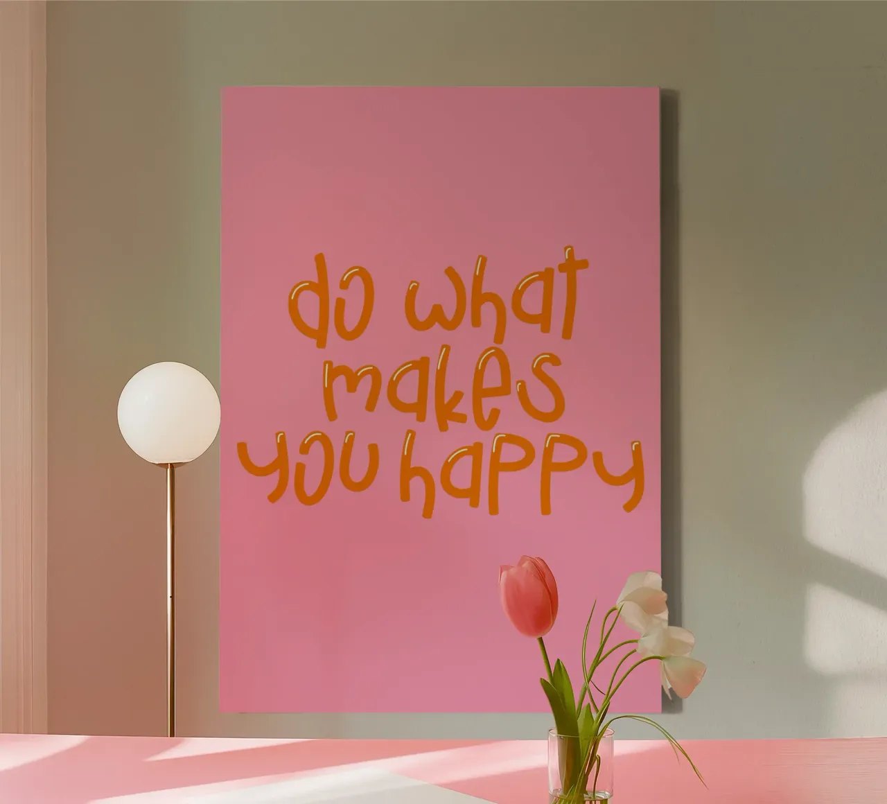 Positive Quote Print - "Do What Makes You Happy" canvas with Floater frame by Ink &Echo